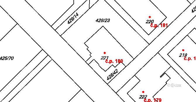 Dolní Studénky 180 na parcele st. 221 v KÚ Dolní Studénky, Katastrální mapa