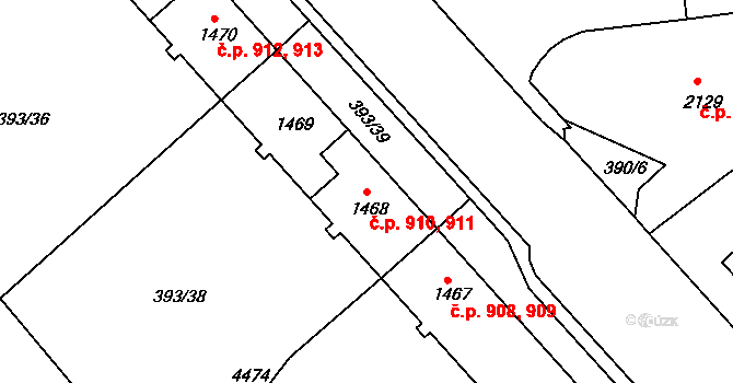 Strakonice I 910,911, Strakonice na parcele st. 1468 v KÚ Strakonice, Katastrální mapa