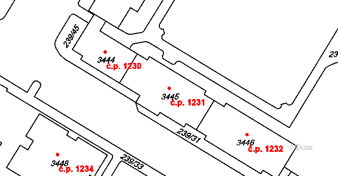 Strakonice I 1231, Strakonice na parcele st. 3445 v KÚ Strakonice, Katastrální mapa