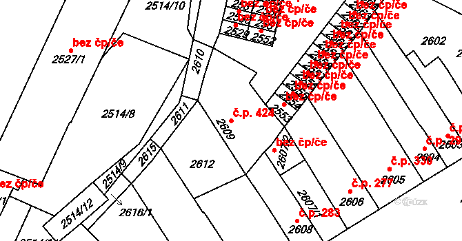 Duchcov 424 na parcele st. 2609 v KÚ Duchcov, Katastrální mapa