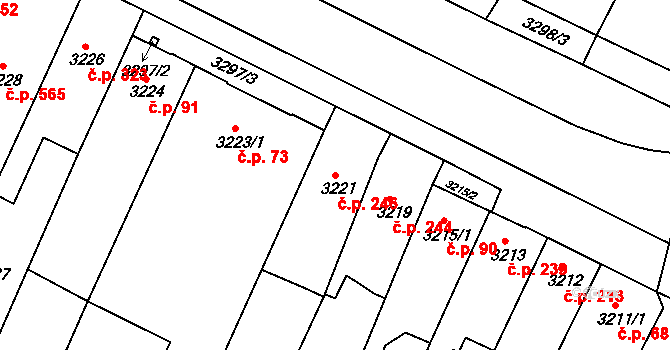 Žabovřesky 246, Brno na parcele st. 3221 v KÚ Žabovřesky, Katastrální mapa