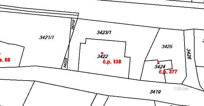 Smržovka 138 na parcele st. 3422 v KÚ Smržovka, Katastrální mapa