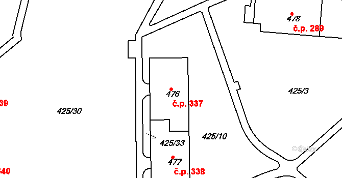 Řetenice 337, Teplice na parcele st. 476 v KÚ Teplice-Řetenice, Katastrální mapa