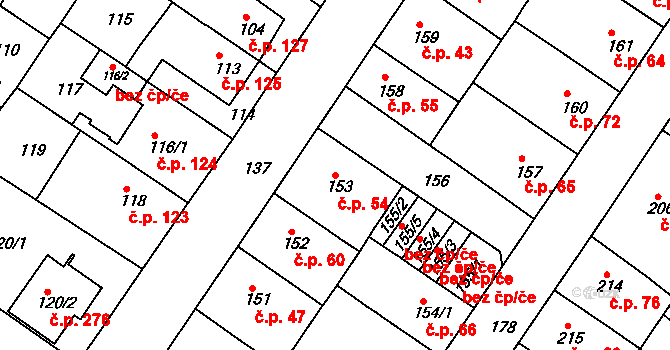 Prosetice 54, Teplice na parcele st. 153 v KÚ Prosetice, Katastrální mapa