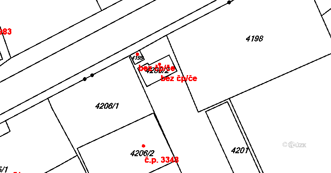 Teplice 927 na parcele st. 4200/1 v KÚ Teplice, Katastrální mapa