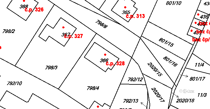 Staňkov I 328, Staňkov na parcele st. 366 v KÚ Staňkov-město, Katastrální mapa