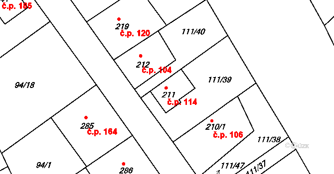 Malá Bělá 114, Bakov nad Jizerou na parcele st. 211 v KÚ Malá Bělá, Katastrální mapa