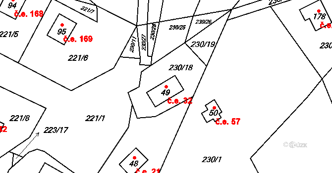 Malý Ratmírov 32, Blažejov na parcele st. 49 v KÚ Malý Ratmírov, Katastrální mapa