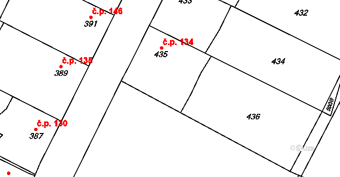 Klikov 134, Suchdol nad Lužnicí na parcele st. 435 v KÚ Klikov, Katastrální mapa