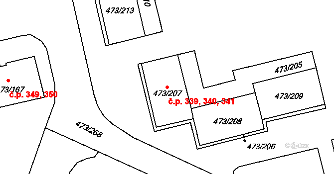 Veleslavín 339,340,341, Praha na parcele st. 473/209 v KÚ Veleslavín, Katastrální mapa
