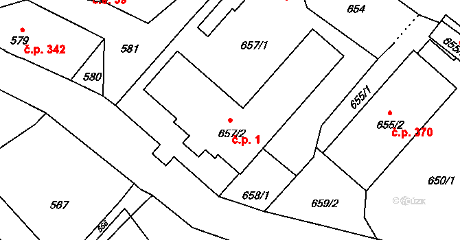 Rumburk 2-Horní Jindřichov 1, Rumburk na parcele st. 657/2 v KÚ Horní Jindřichov, Katastrální mapa