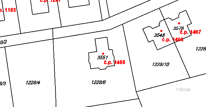 Vrchlabí 1465 na parcele st. 3551 v KÚ Vrchlabí, Katastrální mapa