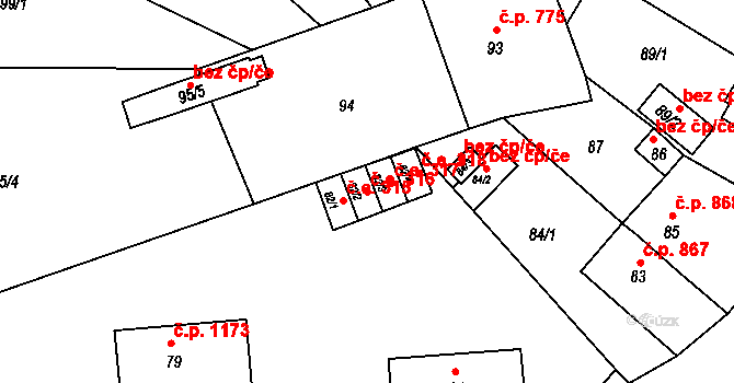 Jirkov 316 na parcele st. 82/2 v KÚ Jirkov, Katastrální mapa