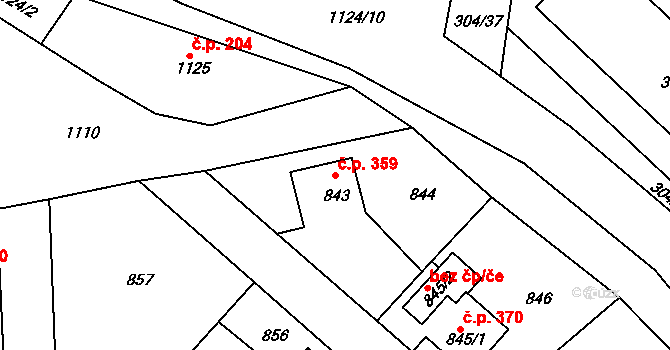 Liberec VII-Horní Růžodol 359, Liberec na parcele st. 843 v KÚ Horní Růžodol, Katastrální mapa