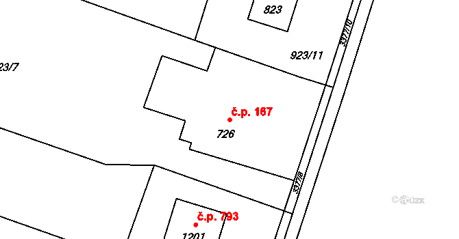 Rtyně v Podkrkonoší 167 na parcele st. 726 v KÚ Rtyně v Podkrkonoší, Katastrální mapa