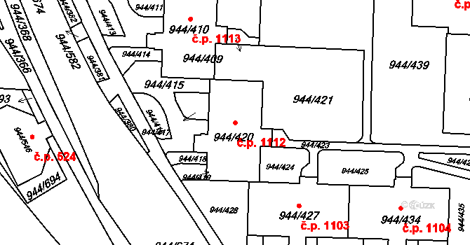 Šumbark 1112, Havířov na parcele st. 944/420 v KÚ Šumbark, Katastrální mapa