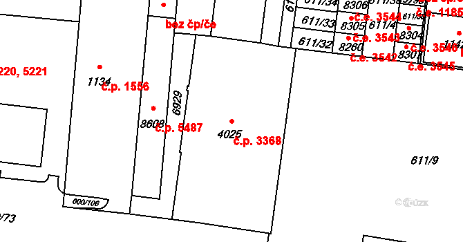Zlín 3368 na parcele st. 4025 v KÚ Zlín, Katastrální mapa