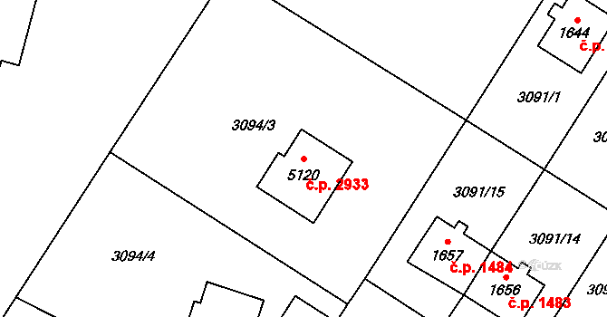 Dvůr Králové nad Labem 2933 na parcele st. 5120 v KÚ Dvůr Králové nad Labem, Katastrální mapa
