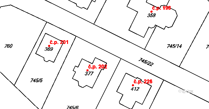 Šmolovy 202, Havlíčkův Brod na parcele st. 377 v KÚ Šmolovy u Havlíčkova Brodu, Katastrální mapa