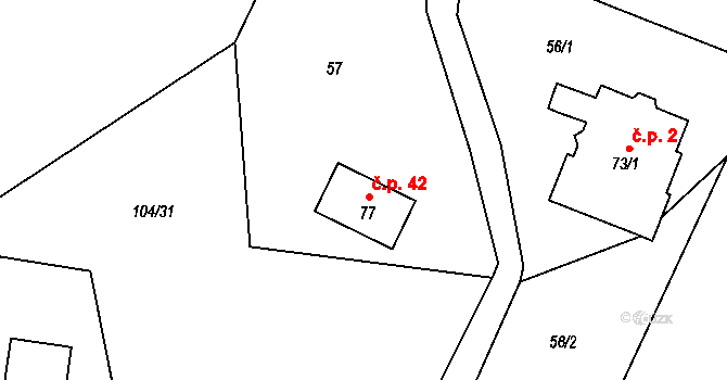 Lipiny 42, Nečín na parcele st. 77 v KÚ Lipiny, Katastrální mapa