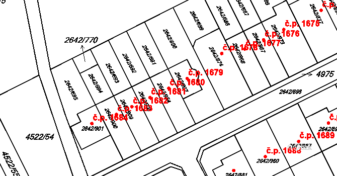 Kuřim 1680 na parcele st. 2642/954 v KÚ Kuřim, Katastrální mapa