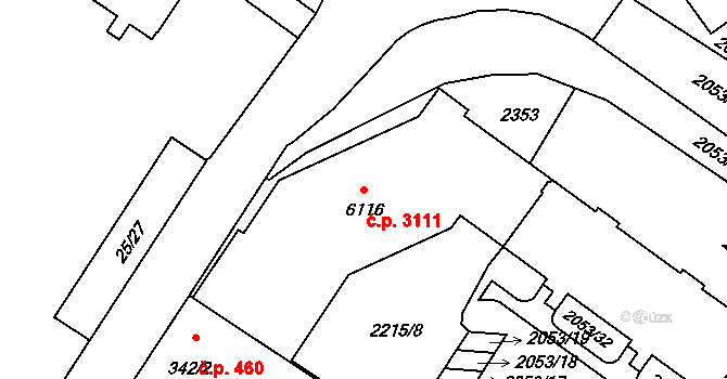 Šumperk 3111 na parcele st. 6116 v KÚ Šumperk, Katastrální mapa