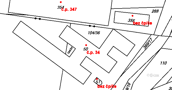 Uhřice 34, Sedlec-Prčice na parcele st. 50 v KÚ Uhřice u Sedlce, Katastrální mapa