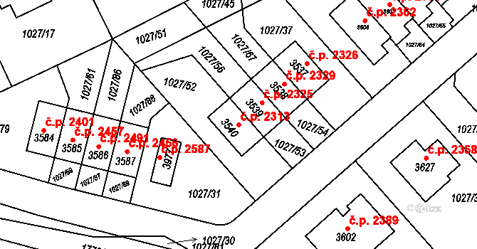 Říčany 2313 na parcele st. 3540 v KÚ Říčany u Prahy, Katastrální mapa