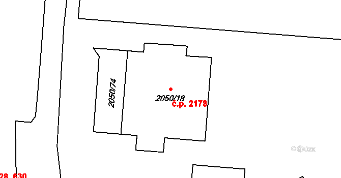 Místek 2178, Frýdek-Místek na parcele st. 2050/18 v KÚ Místek, Katastrální mapa