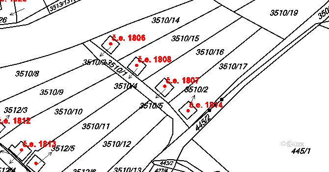 Kadaň 1807 na parcele st. 3510/5 v KÚ Kadaň, Katastrální mapa