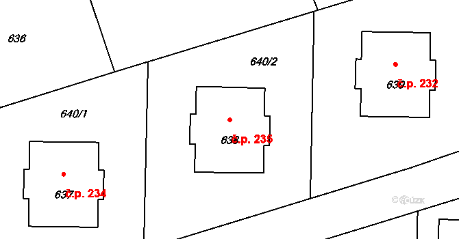 Netvořice 235 na parcele st. 638 v KÚ Netvořice, Katastrální mapa