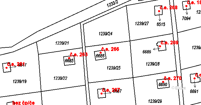 Cheb 266 na parcele st. 6686 v KÚ Cheb, Katastrální mapa
