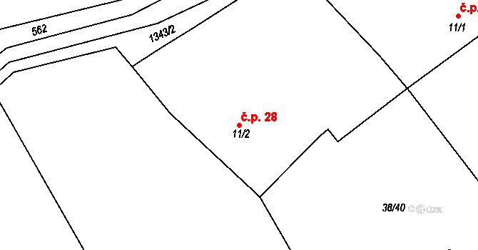 Kvasejovice 28, Sedlec-Prčice na parcele st. 11/2 v KÚ Kvasejovice, Katastrální mapa