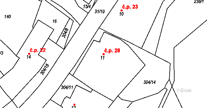 Albrechtice 28, Rozsochy na parcele st. 11 v KÚ Albrechtice u Rozsoch, Katastrální mapa