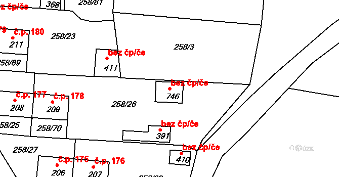 Loučovice 38403081 na parcele st. 746 v KÚ Loučovice, Katastrální mapa