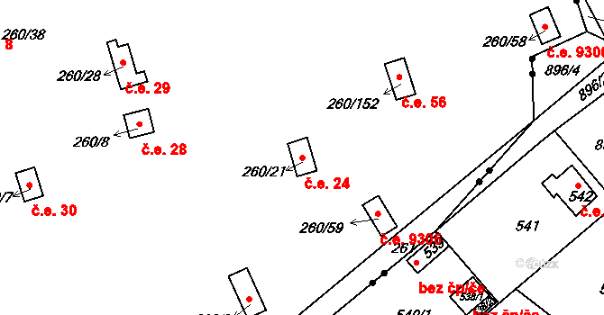 Habrovice 24, Ústí nad Labem na parcele st. 260/21 v KÚ Habrovice, Katastrální mapa