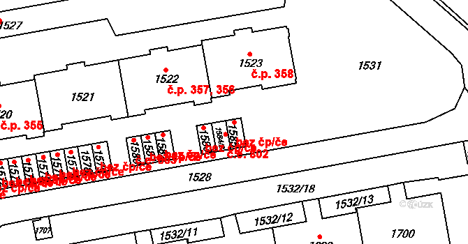 Brno 39491081 na parcele st. 1585 v KÚ Medlánky, Katastrální mapa