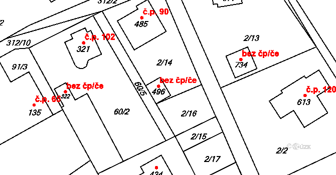 Černolice 39589081 na parcele st. 496 v KÚ Černolice, Katastrální mapa