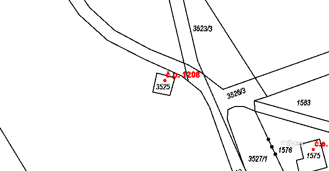 Řevnice 1208 na parcele st. 3525 v KÚ Řevnice, Katastrální mapa