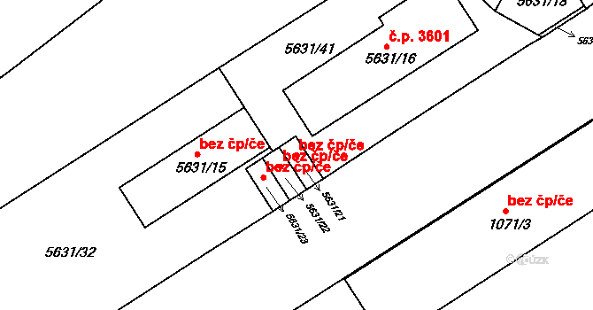 Znojmo 40983081 na parcele st. 5631/21 v KÚ Znojmo-město, Katastrální mapa