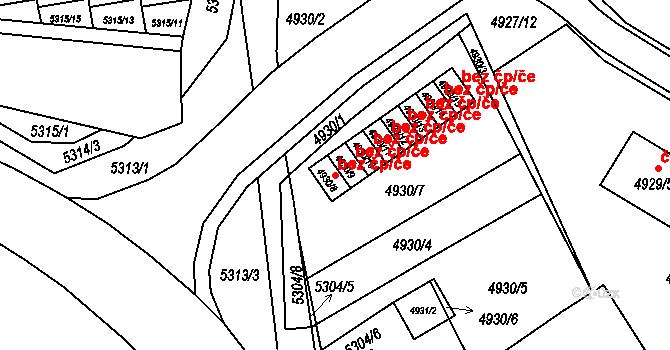 Chomutov 41492081 na parcele st. 4930/8 v KÚ Chomutov I, Katastrální mapa