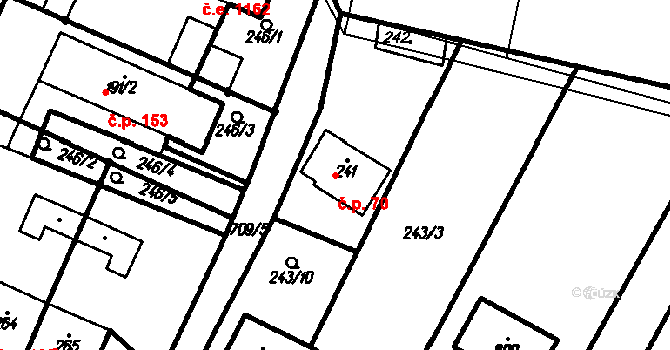 Ruprechtov 70 na parcele st. 241 v KÚ Ruprechtov, Katastrální mapa