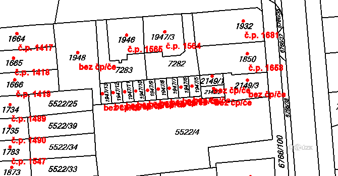 Kraslice 42545081 na parcele st. 1947/7 v KÚ Kraslice, Katastrální mapa