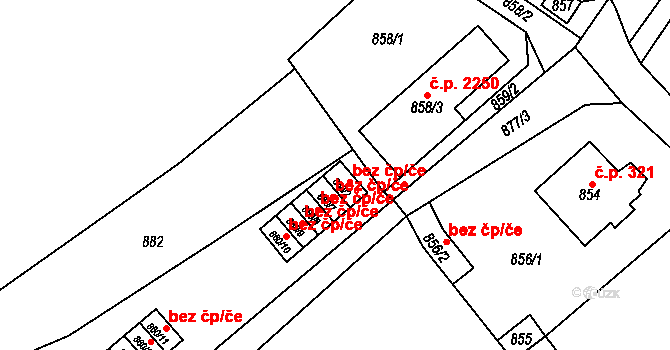 Černošice 42707081 na parcele st. 860/2 v KÚ Černošice, Katastrální mapa