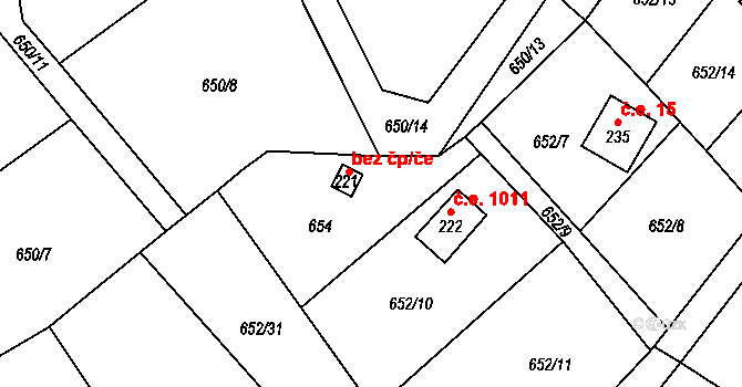 Čestín 43977081 na parcele st. 221 v KÚ Čestín, Katastrální mapa