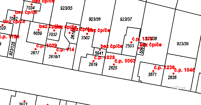 Třebíč 44165081 na parcele st. 5941 v KÚ Třebíč, Katastrální mapa
