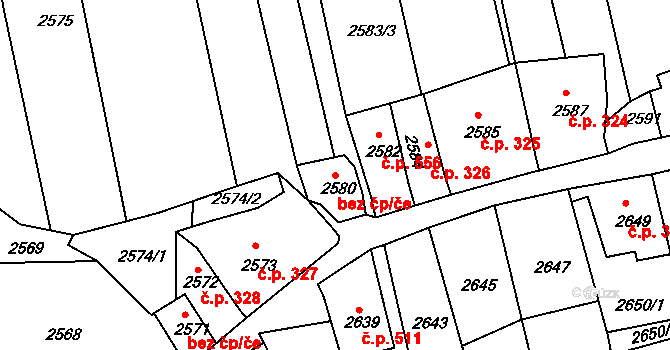 Dolní Kounice 46025081 na parcele st. 2580 v KÚ Dolní Kounice, Katastrální mapa