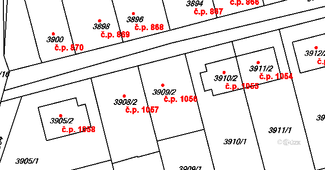 Vlčnov 1056 na parcele st. 3909/2 v KÚ Vlčnov, Katastrální mapa