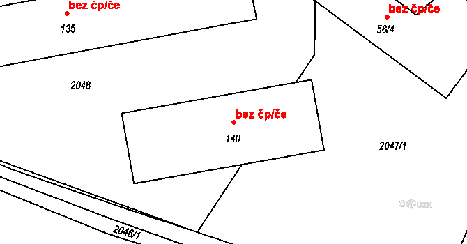 Lišov 46934081 na parcele st. 140 v KÚ Velechvín, Katastrální mapa