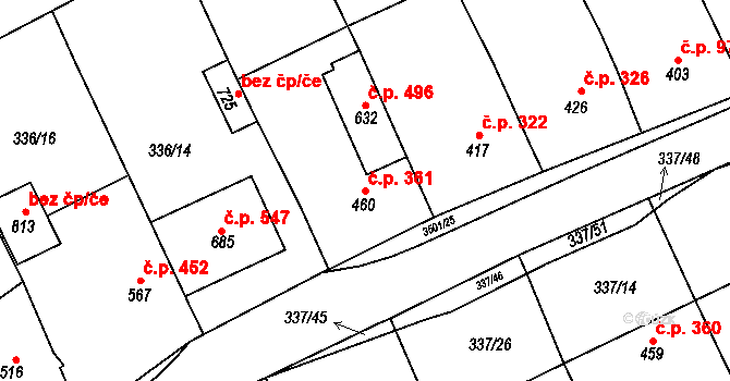 Březolupy 361 na parcele st. 460 v KÚ Březolupy, Katastrální mapa